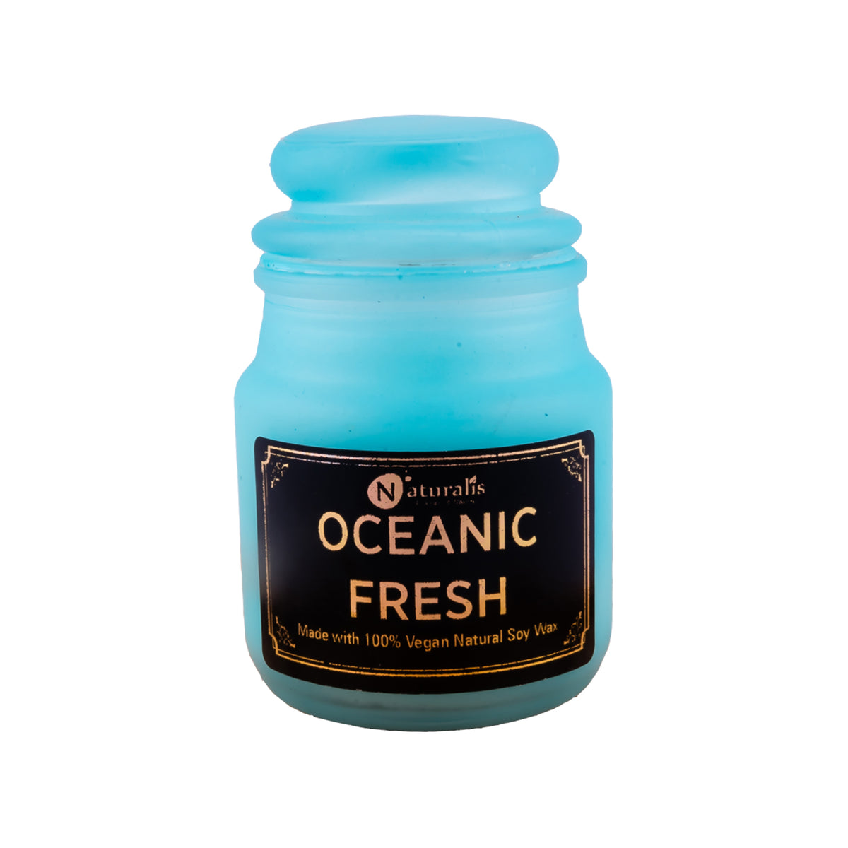 Naturalis Oceanic Fresh soy wax candle with lid and packaging