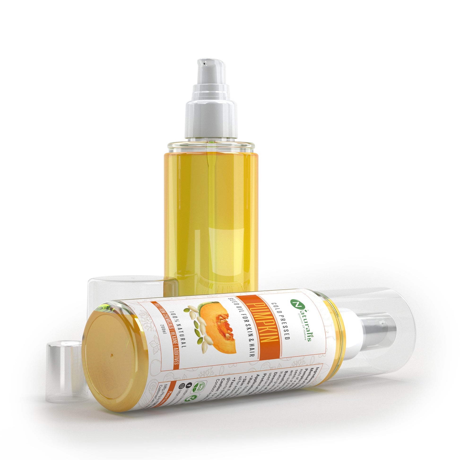 Cold Pressed Pumpkin Seed Carrier Oil for Hair and Skin, 200ml - Naturalis