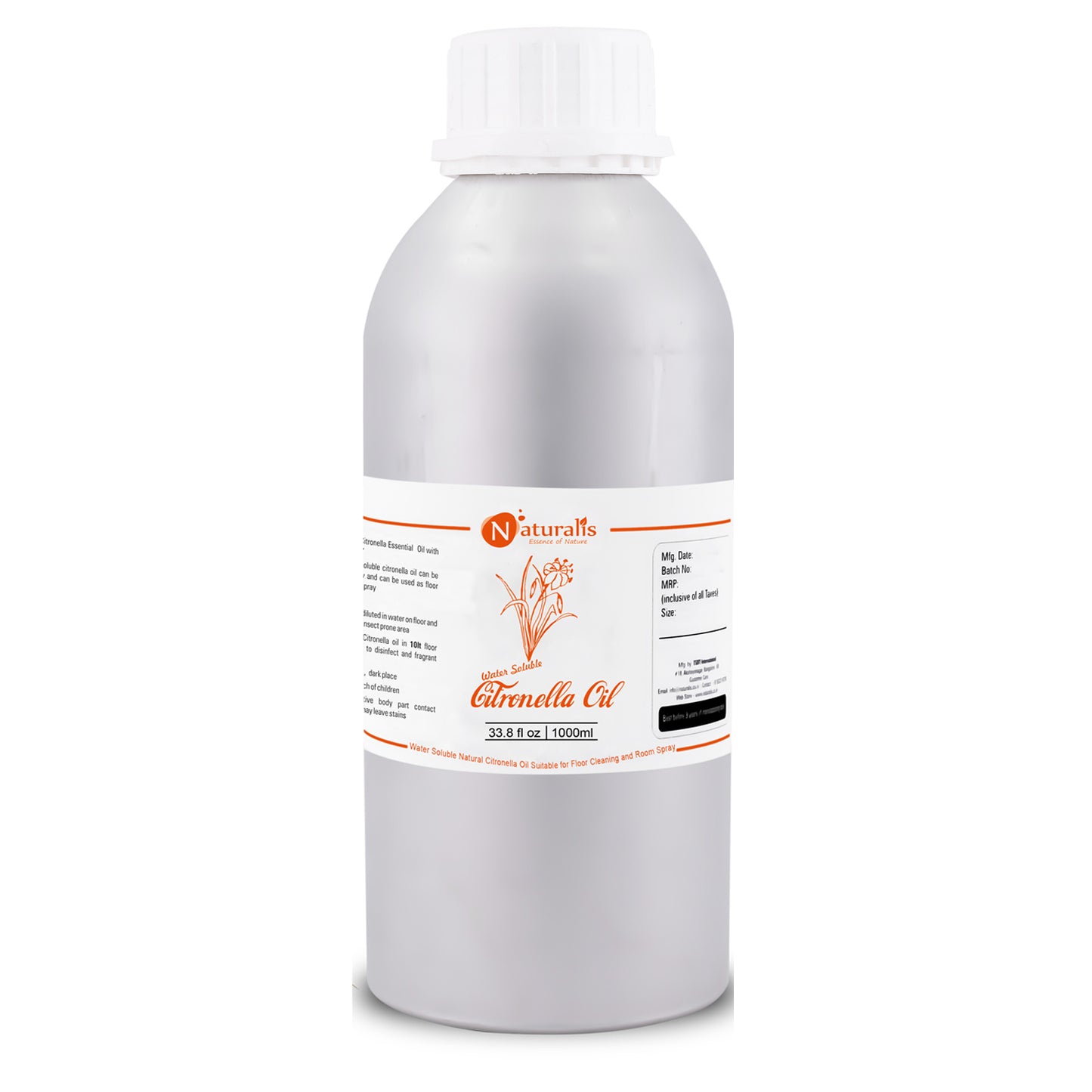 Naturalis Water Soluble Natural Citronella Oil Suitable for Floor Cleaning and Room Spray - Naturalis