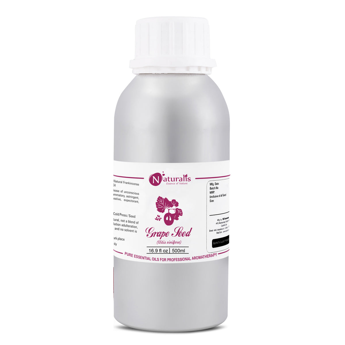 Naturalis 100% pure Grape Seed Oil, cold-pressed unrefined carrier oil — view 12