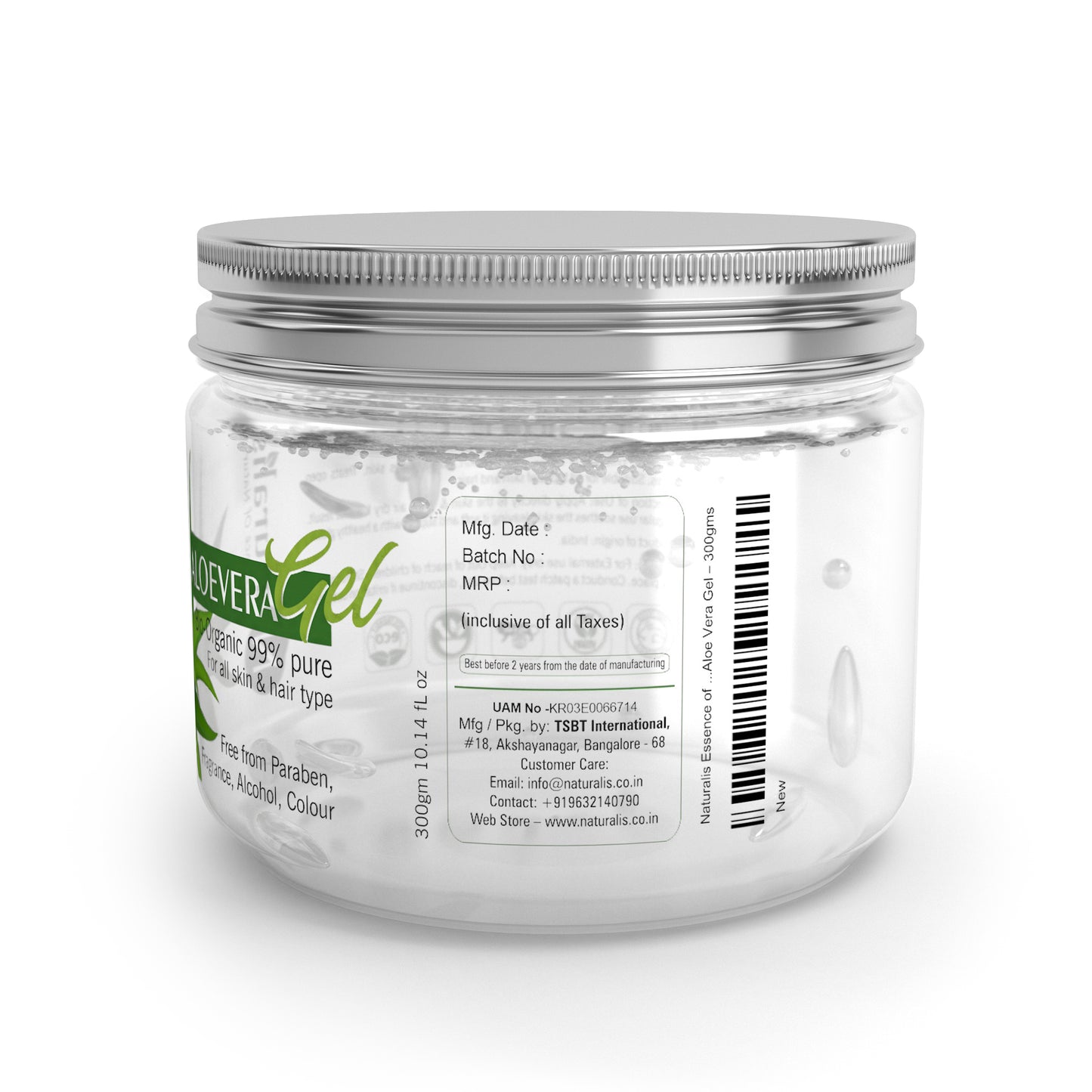 Natural Aloe Vera Gel - Ideal for Skin, Face, Acne Scars, Hair Care, Moisturizer & Dark Circles (300 Gms)