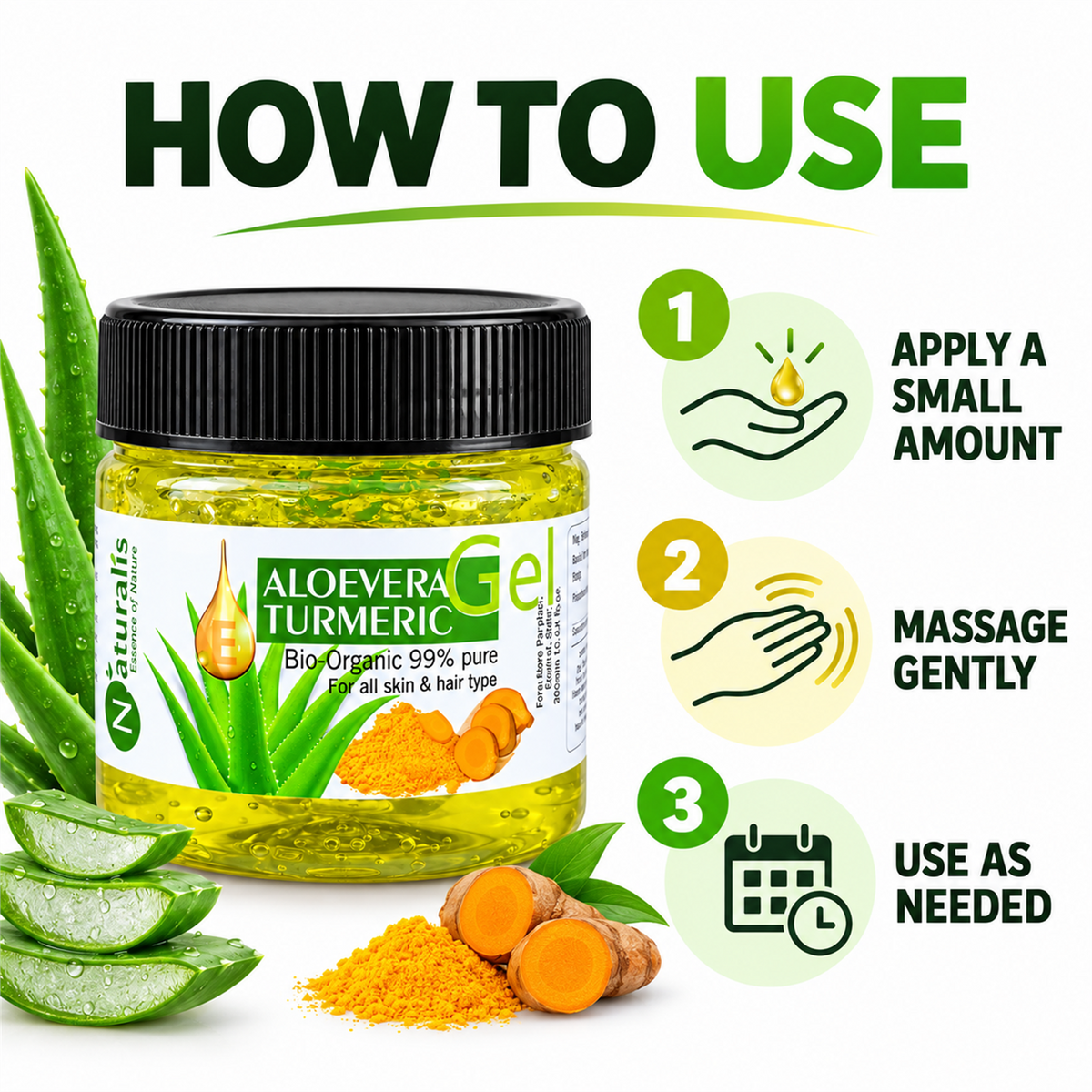 How to use Naturalis Aloe Vera Turmeric Gel infographic