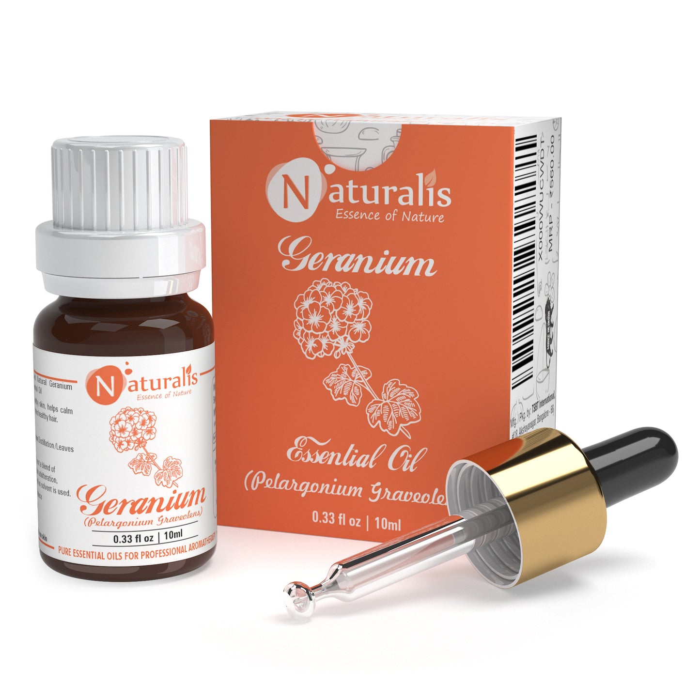 Naturalis 100% pure Geranium Essential Oil (Pelargonium graveolens), therapeutic grade