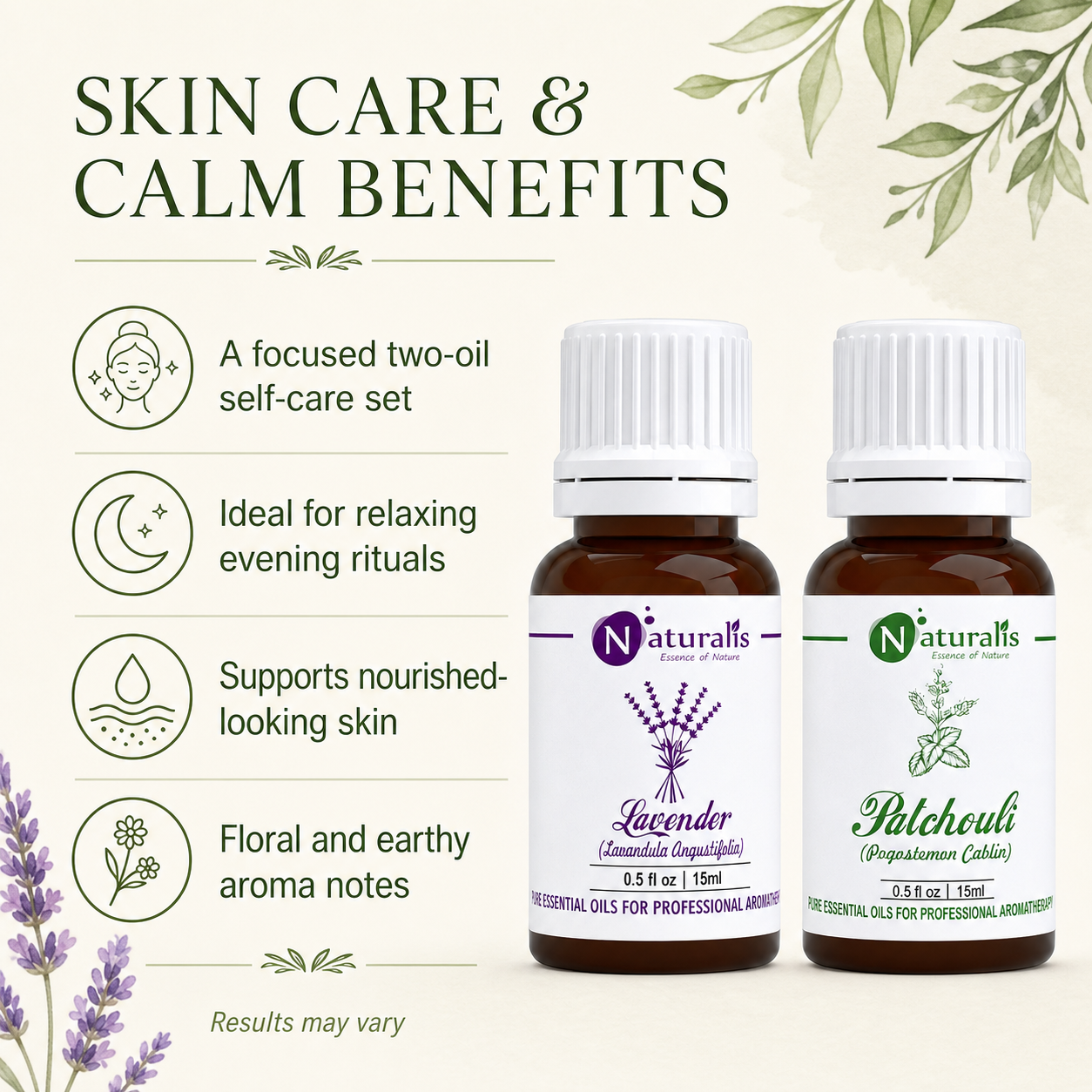 Naturalis 15GP10 essential oil set benefits infographic