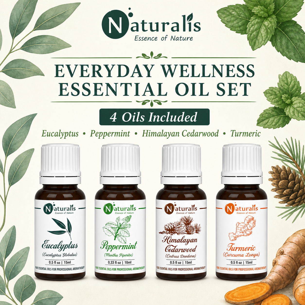 Naturalis 15GP11 essential oil set oils included infographic