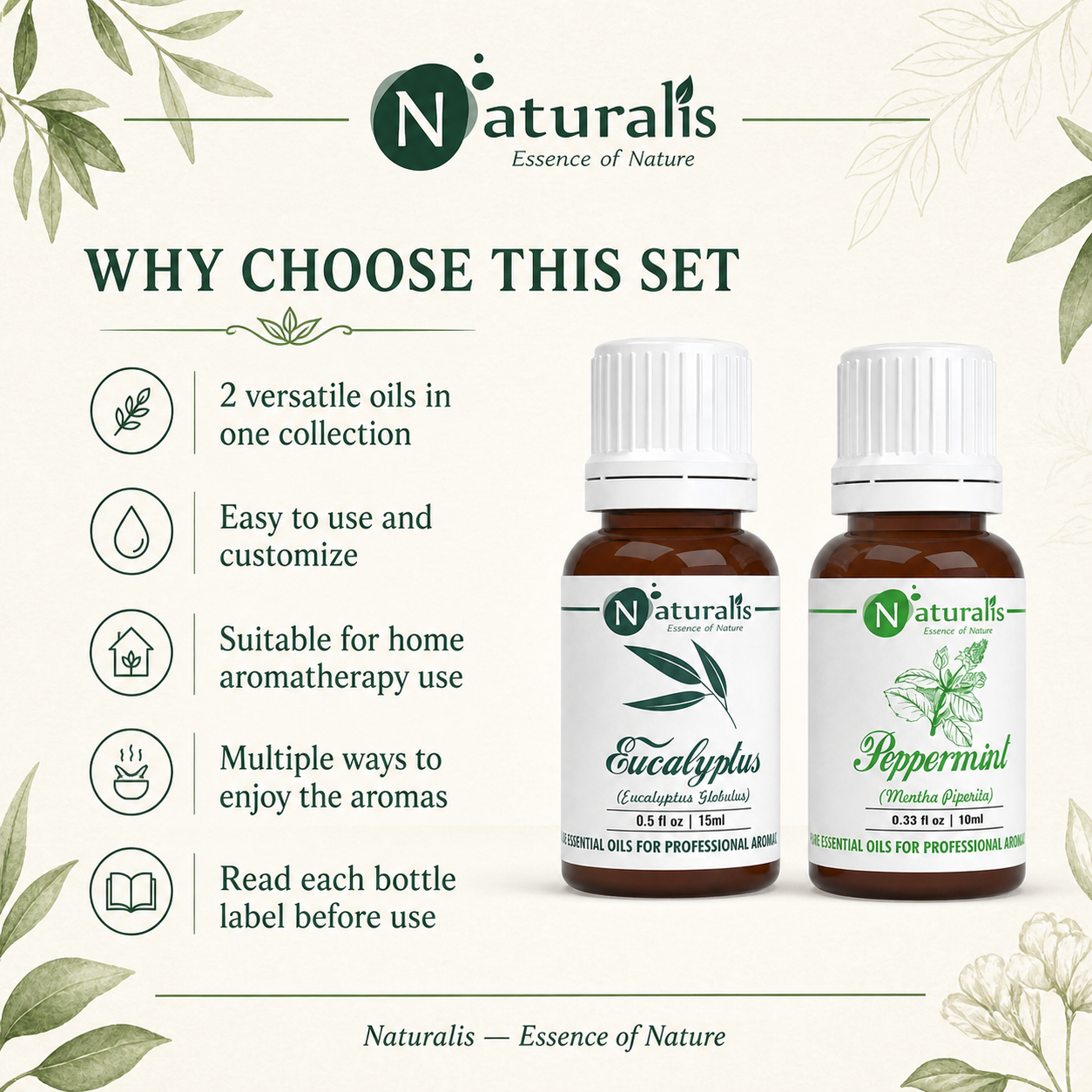 Naturalis 15GP13 essential oil set why choose infographic