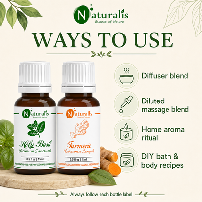 Naturalis 15GP14 essential oil set ways to use infographic