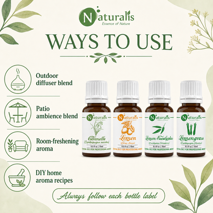 Naturalis 15GP15 essential oil set ways to use infographic