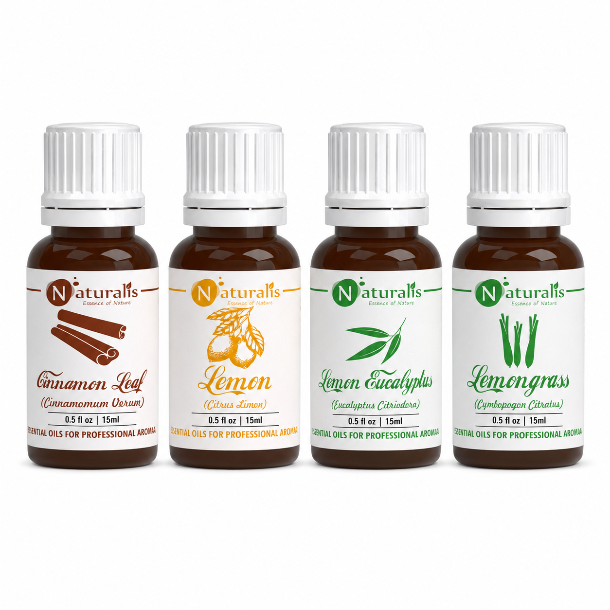Naturalis Insect Repellent Essential Oil Set of 4, 15ml — lemon eucalyptus, lemon, cinnamon leaf and lemongrass, main image