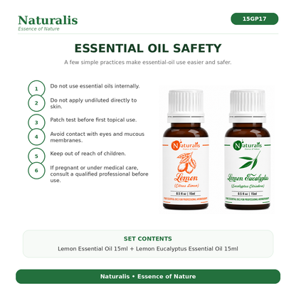 Naturalis 15GP17 Lemon and Lemon Eucalyptus essential oil safety infographic