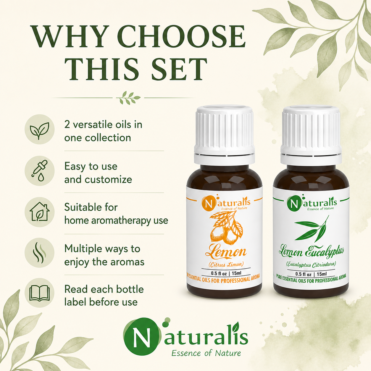 Naturalis 15GP17 essential oil set why choose infographic