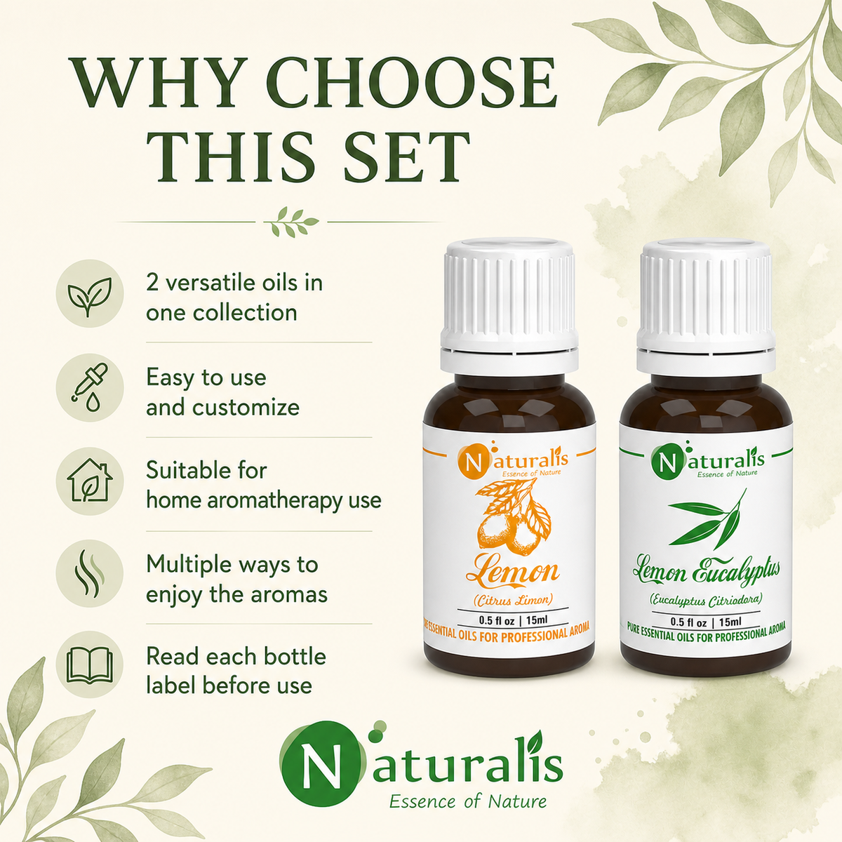 Naturalis 15GP17 essential oil set why choose infographic
