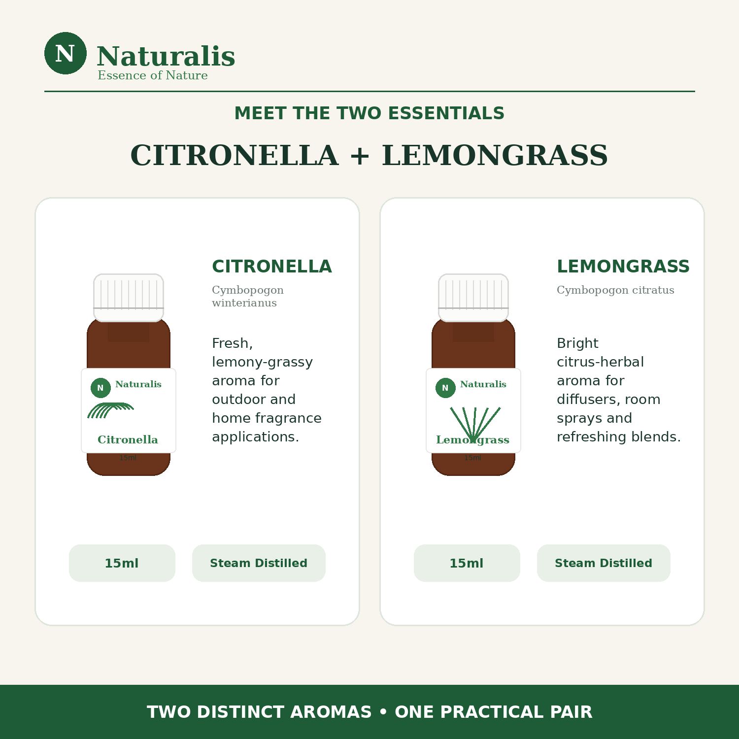 Naturalis 15GP18 Citronella and Lemongrass two essential oils infographic