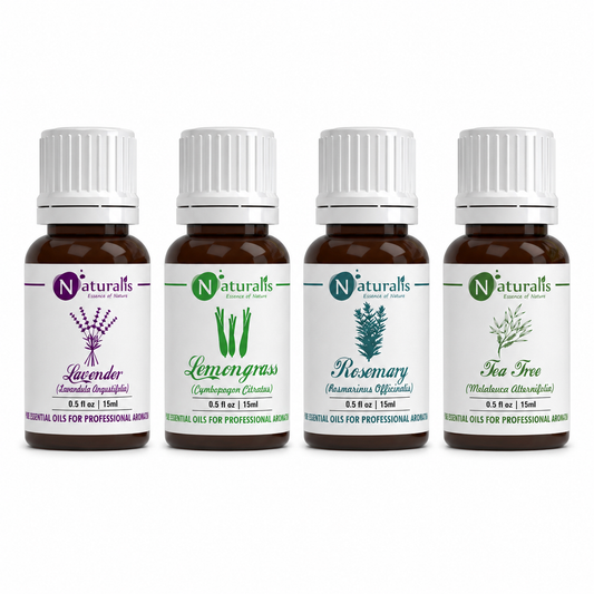 Naturalis Multipurpose Essential Oil Set of 4, 15ml — lavender, rosemary, tea tree and lemongrass, main image