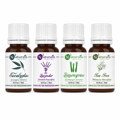 Naturalis Multipurpose Essential Oil Set of 4, 15ml — lavender, eucalyptus, tea tree and lemongrass, main image