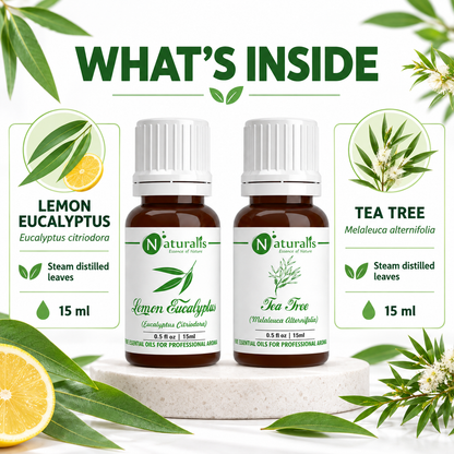 Lemon Eucalyptus and Tea Tree Essential Oil Set – what's inside