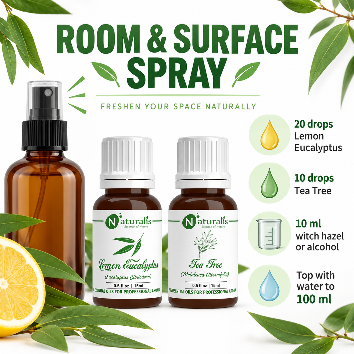 Lemon Eucalyptus and Tea Tree Essential Oil Set – usage guide