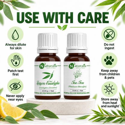 Lemon Eucalyptus and Tea Tree Essential Oil Set – use with care