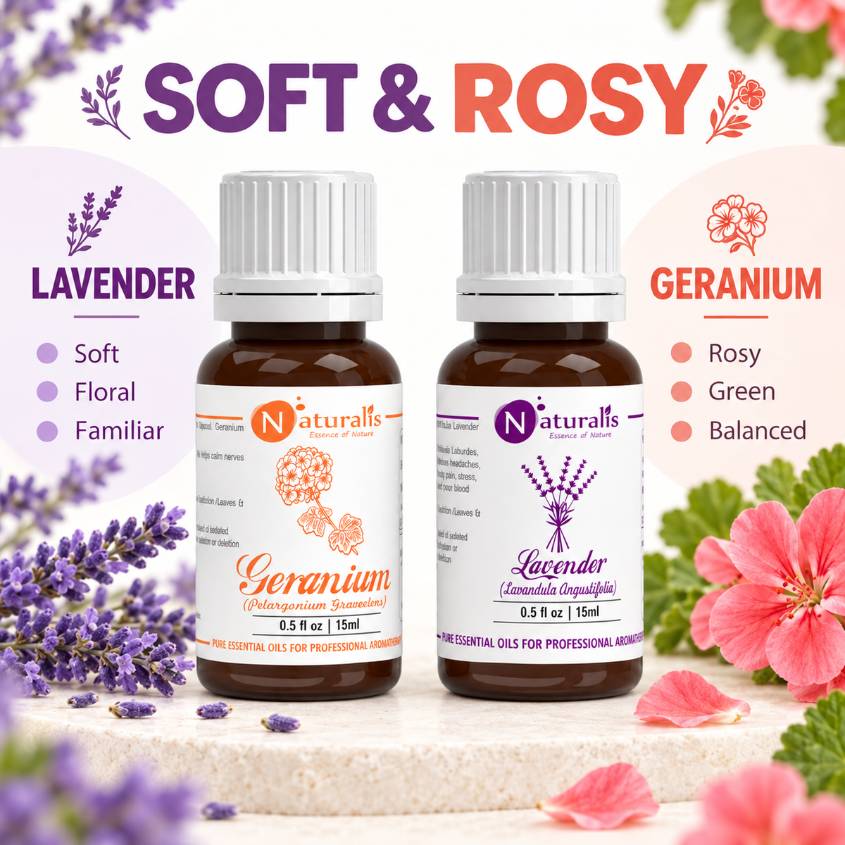 Lavender and Geranium Essential Oil Set – aroma profile