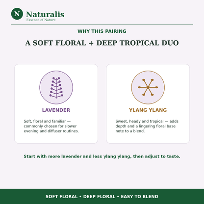 Naturalis 15GP25 Lavender and Ylang Ylang essential oils — why this pairing infographic