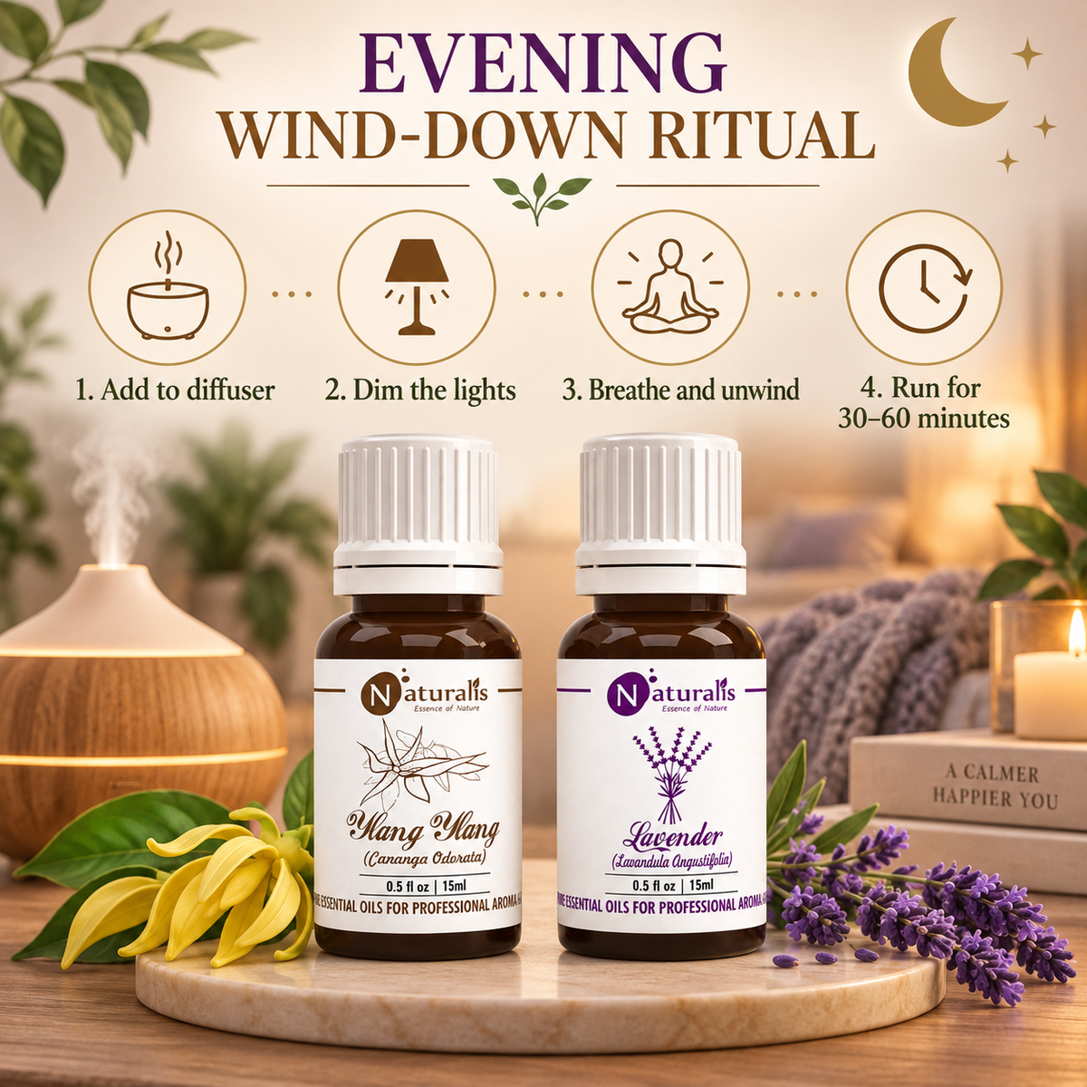 Lavender and Ylang Ylang Essential Oil Set – evening wind-down ritual