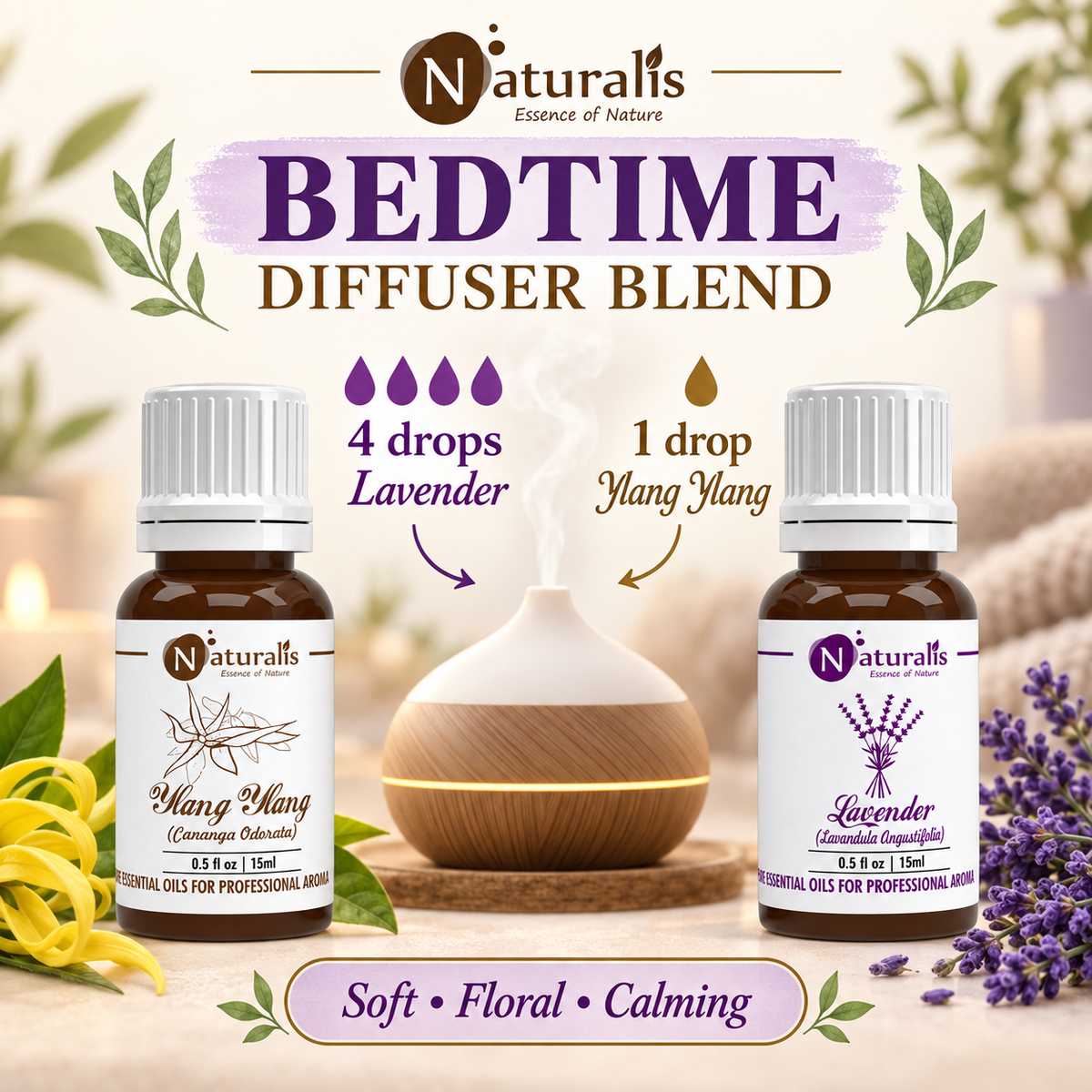 Lavender and Ylang Ylang Essential Oil Set – bedtime diffuser blend