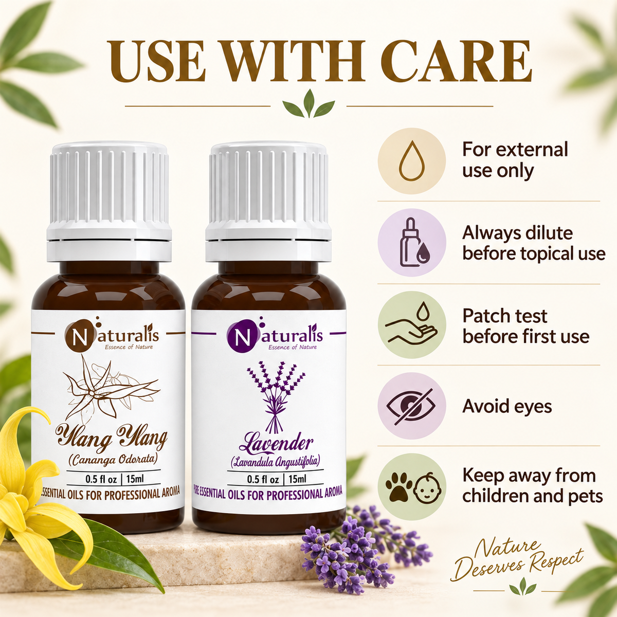 Lavender and Ylang Ylang Essential Oil Set – use with care