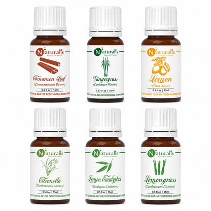 Naturalis Home Care Essential Oil Set of 6, 15ml — Cinnamon, Gingergrass, Lemon, Citronella, Lemon Eucalyptus & Lemongrass main product image