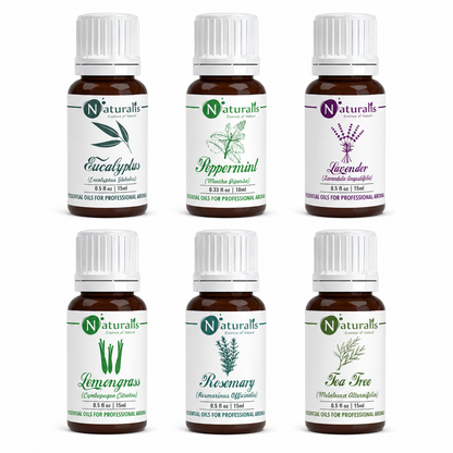 Naturalis Multipurpose Essential Oil Set of 6, 15ml — Lavender, Rosemary, Eucalyptus, Peppermint, Tea Tree & Lemongrass main product image