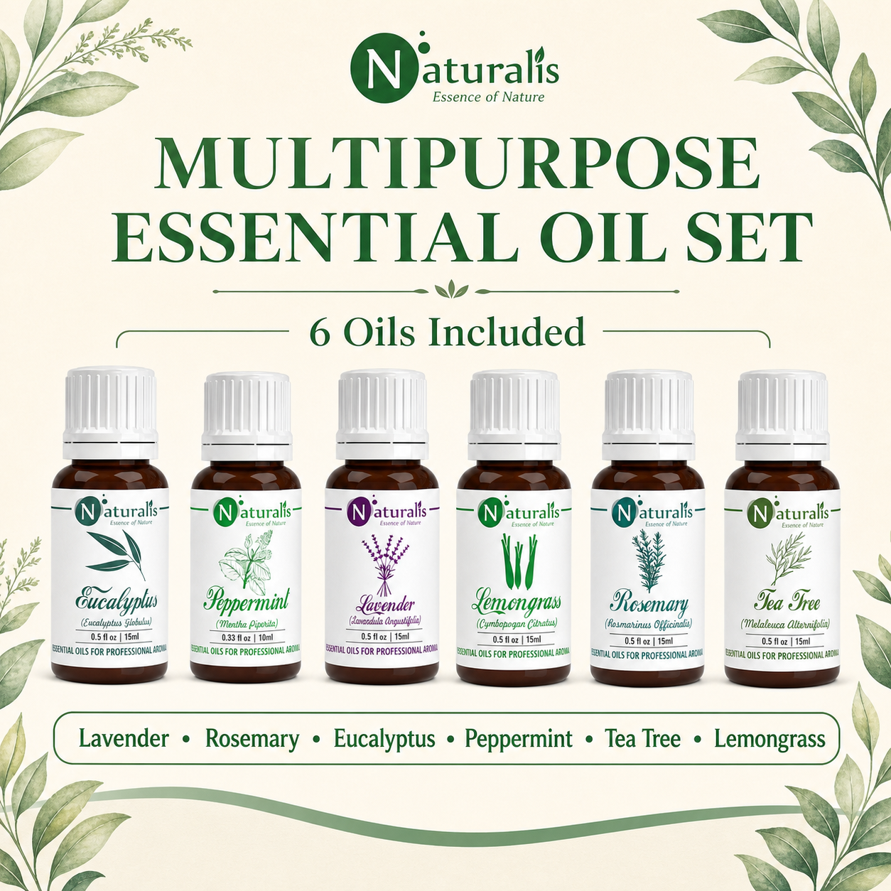 Naturalis 15GP5 essential oil set oils included infographic