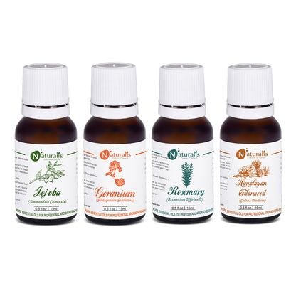 Naturalis Multipurpose Essential Oil Set of 4, 15ml — Jojoba, Geranium, Rosemary and Cedarwood