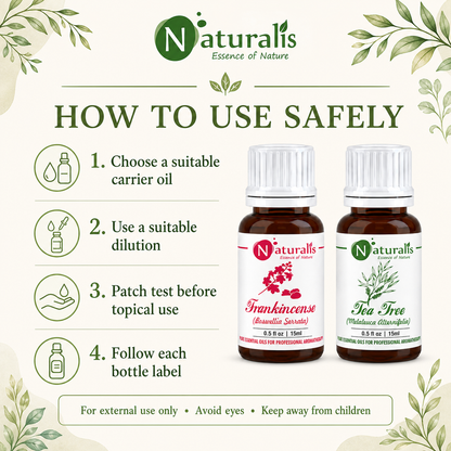 Naturalis 15GP9 essential oil set safe use infographic