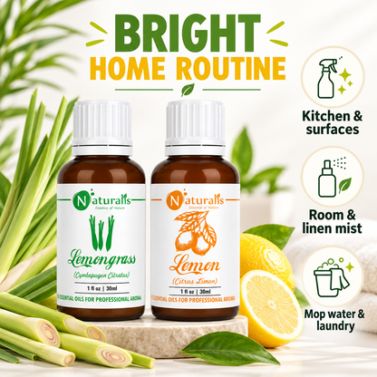 Lemongrass and Lemon Essential Oil Set – daily routine