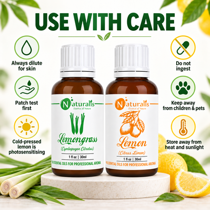 Lemongrass and Lemon Essential Oil Set – use with care