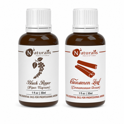 Black Pepper & Cinnamon Leaf essential oil set, 30 ml