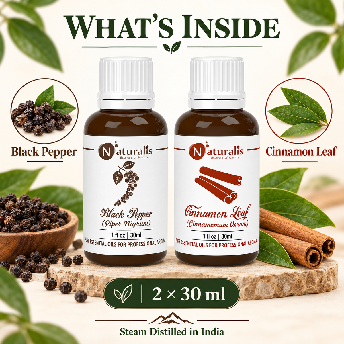 Cinnamon Leaf and Black Pepper Essential Oil Set – what's inside