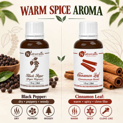 Cinnamon Leaf and Black Pepper Essential Oil Set – warm spice aroma