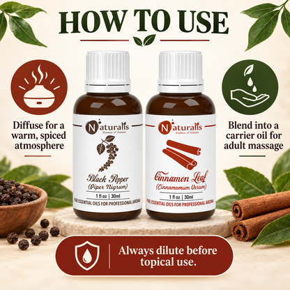 Cinnamon Leaf and Black Pepper Essential Oil Set – how to use
