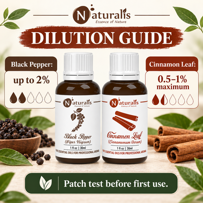 Cinnamon Leaf and Black Pepper Essential Oil Set – dilution guide