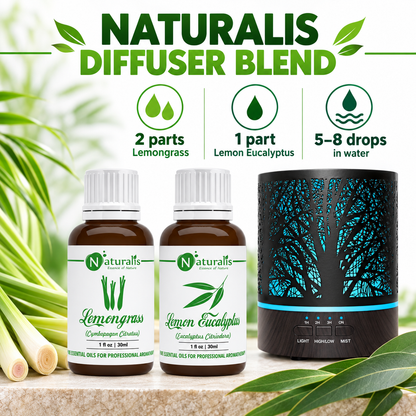 Lemongrass and Lemon Eucalyptus Essential Oil Set – Naturalis diffuser blend