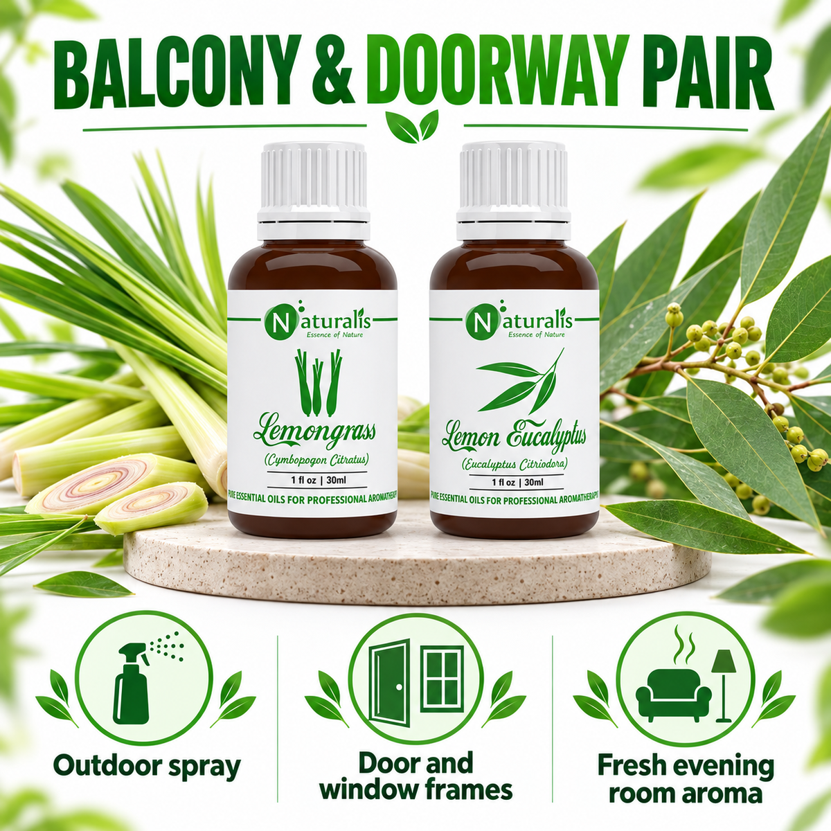 Lemongrass and Lemon Eucalyptus Essential Oil Set – daily routine