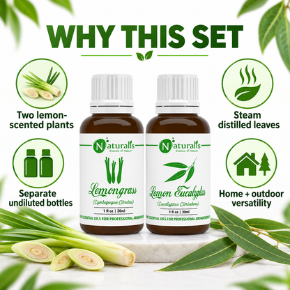 Lemongrass and Lemon Eucalyptus Essential Oil Set – why this set