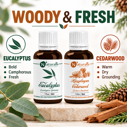Himalayan Cedarwood and Eucalyptus Essential Oil Set – aroma profile