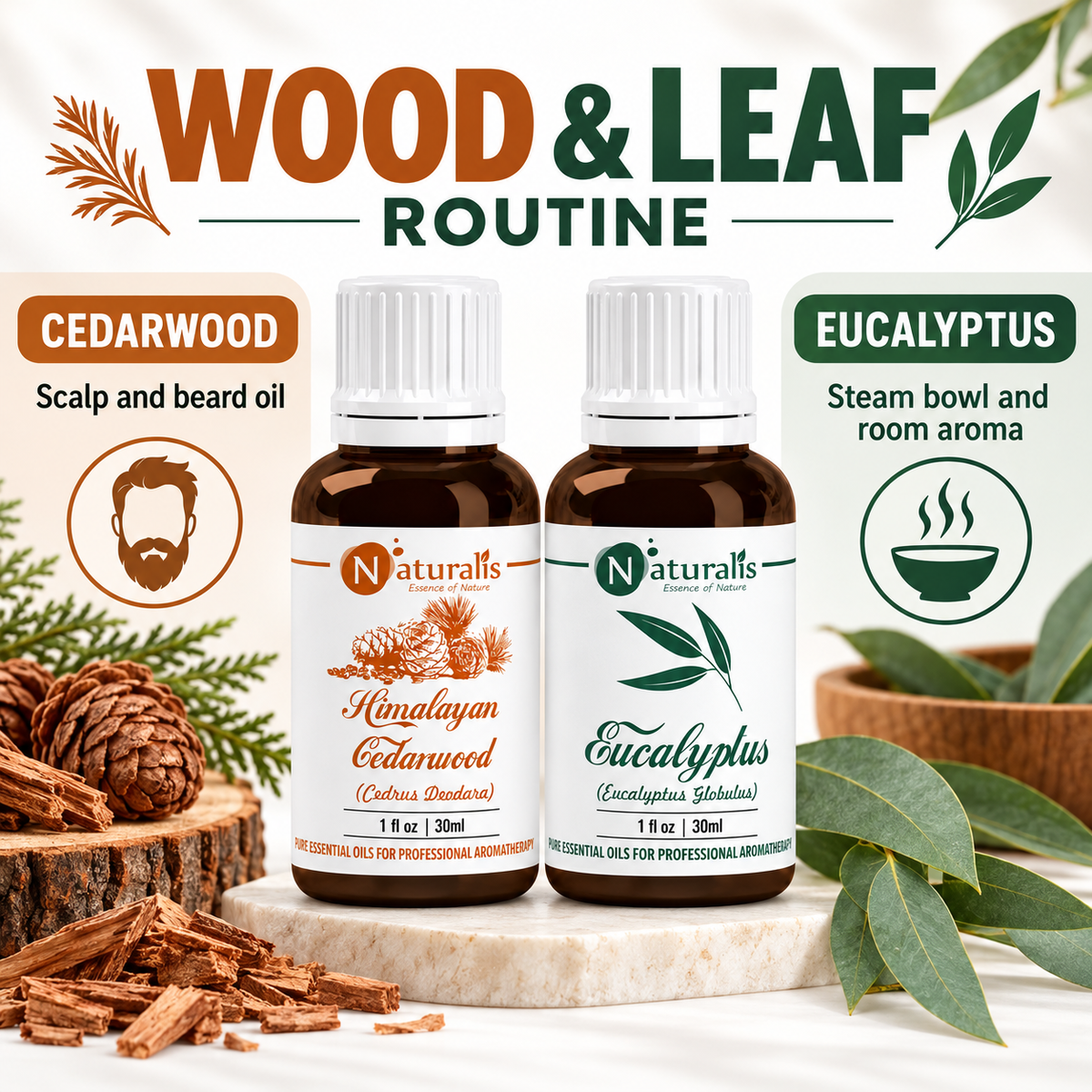 Himalayan Cedarwood and Eucalyptus Essential Oil Set – daily routine