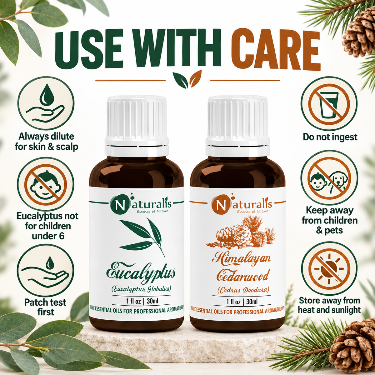 Himalayan Cedarwood and Eucalyptus Essential Oil Set – use with care