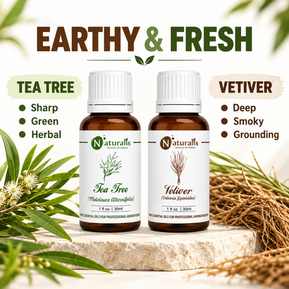 Vetiver and Tea Tree Essential Oil Set – aroma profile