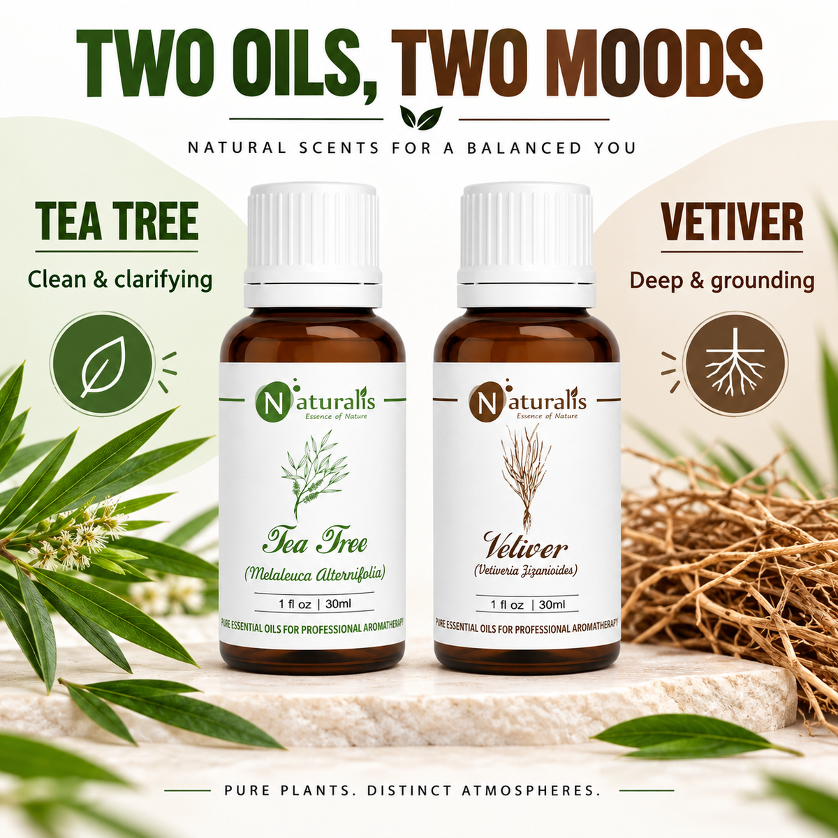 Vetiver and Tea Tree Essential Oil Set – daily routine