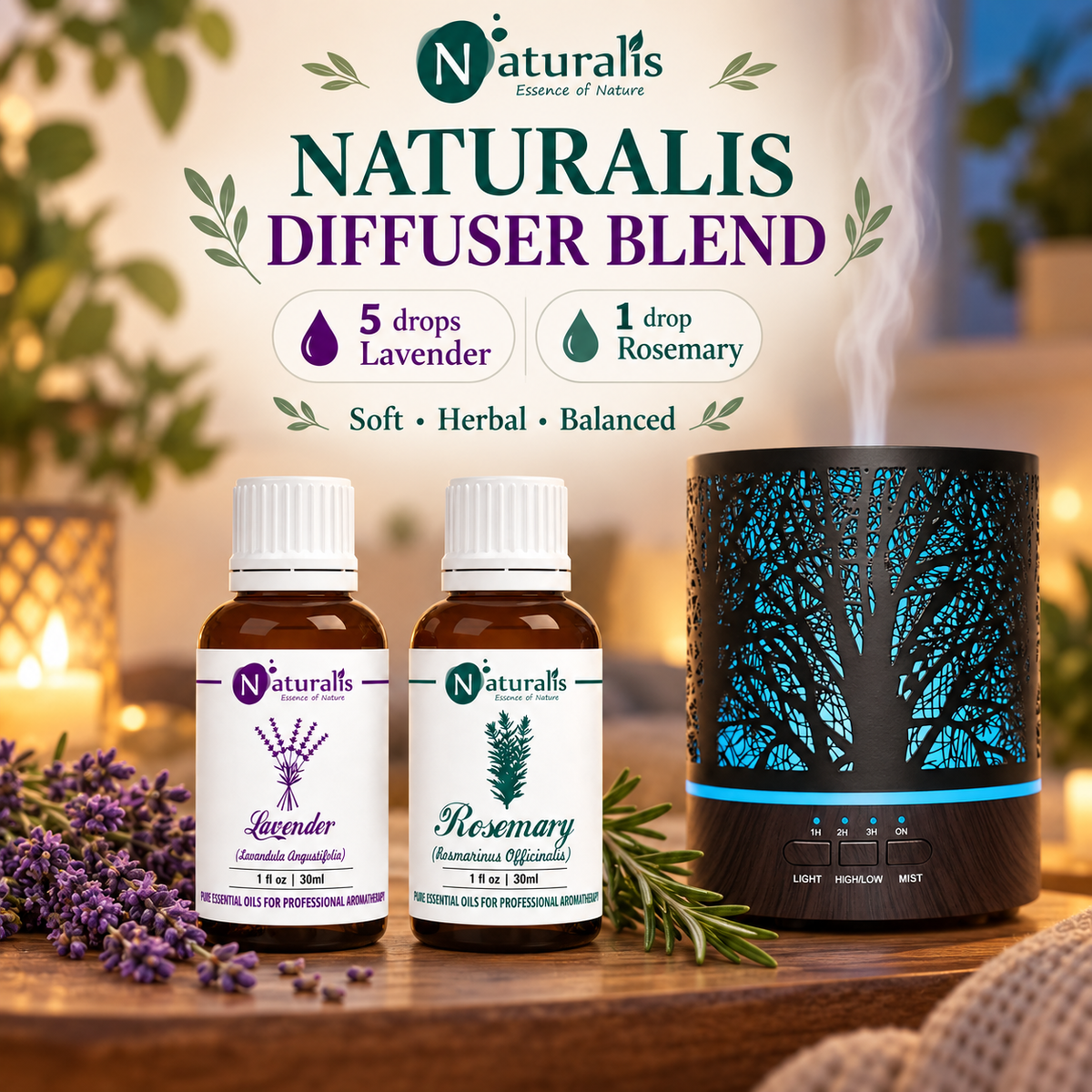 Lavender and Rosemary Essential Oil Set – Naturalis diffuser blend