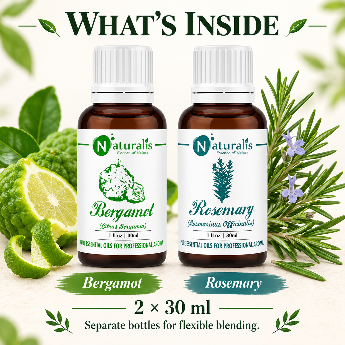 Rosemary and Bergamot Essential Oil Set – what's inside