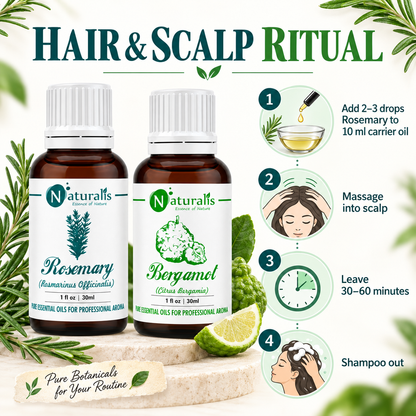 Rosemary and Bergamot Essential Oil Set – hair and scalp ritual